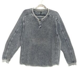 Carbon2Cobalt Mens Textured Waffle Knit Henley Sweater Indigo Blue Long Sleeve